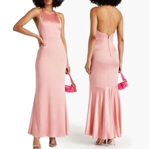 NWT Alice + Olivia Samia Silk-blend Satin Gown in Baby Pink.  Size 4